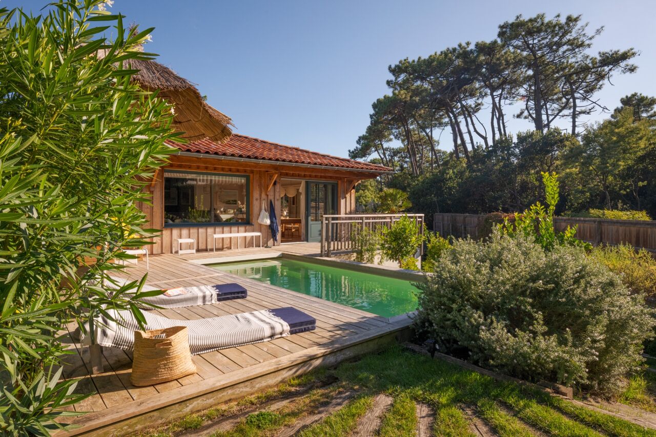 Heated pool and wooden deck